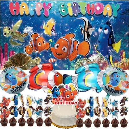 Finding Nemo Party Supplies Decorations Birthday Cake Topper Banner Decor Backdrop Balloons