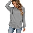 thumbnail image 5 of Inverlee Side Split Curved Hem Pullover Hoodies Solid Drawstring Hood Front Kangaroo Pocket Loose Daily Long Sleeve SweatshirtsGray(S-XXL), 5 of 6