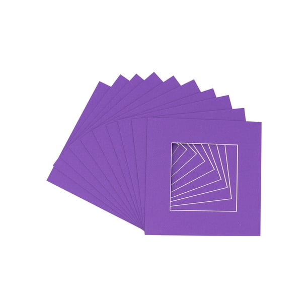 Purple Acid Free 12x12 Picture Frame Mats with White Core Bevel Cut for 8x8 Pictures Fits