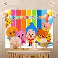 thumbnail image 3 of Decoración de pancarta de mesa de dibujos animados, telón de fondo Plim para fiesta de primer cumpleaños de niños, fotografía de cerdo de dibujos animados, Fondo de vinilo arcoíris, 3 of 4