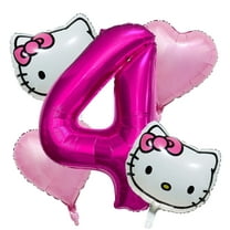 5 PCS Kitty Cat Balloon Bouquet 4th Birthday Party Supplies Birthday Party Balloons Kitty Balloon