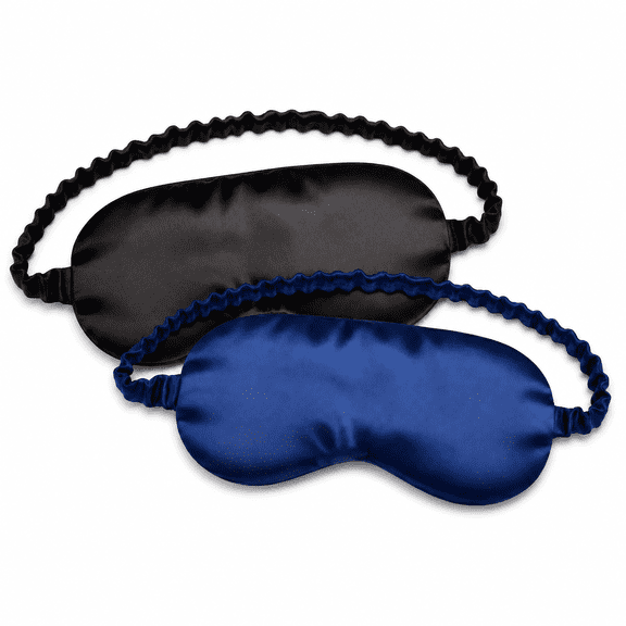 Satin Sleep Eye Mask, Pack of 2 Soft Adjustable Eye Masks for Sleeping, Light Blocking Travel Eye Cover for Women & Men, Black & Brown