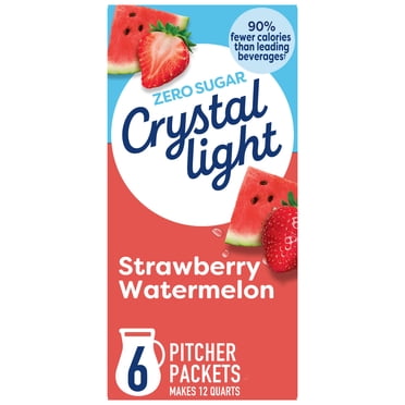 Crystal Light Drink Mix, 6 Pitcher Packets, for Flavorful Hydration and Shareable Refreshment, Strawberry Watermelon artificially flavored, Zero Sugar, Low Calorie, 1.96 oz