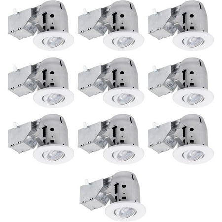 

3 LED IC Rated Swivel Round Trim Recessed Lighting Kit 10-Pack White Finish Easy Install Push-N-Click Clips Bulbs Included 3.25 Hole Size 90953