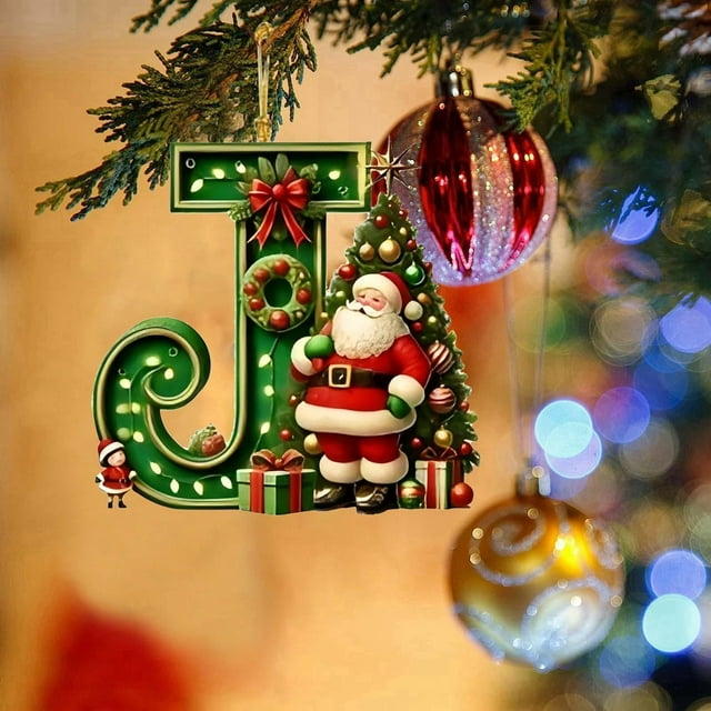 Home Decor Christmas Decoration Christmas Decorations Santa Figure Christmas Pendant 2D Acrylic 26 Letters Pendant Christmas Tree Decoration Christmas Decoration Figures