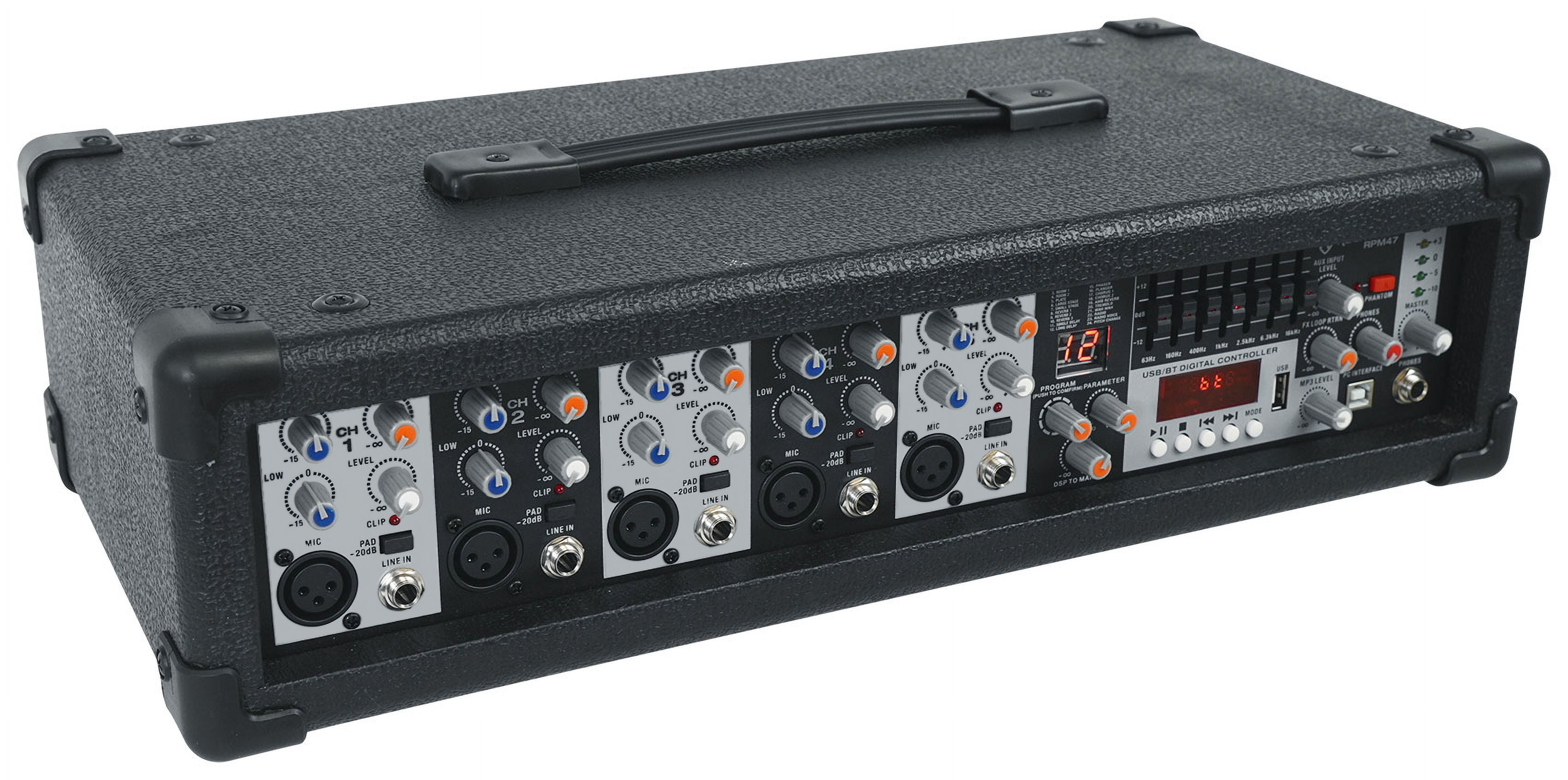 Rockville RPM47 1800w Powered 5 Channel Mixer/Amplifier Bluetooth/USB Interface