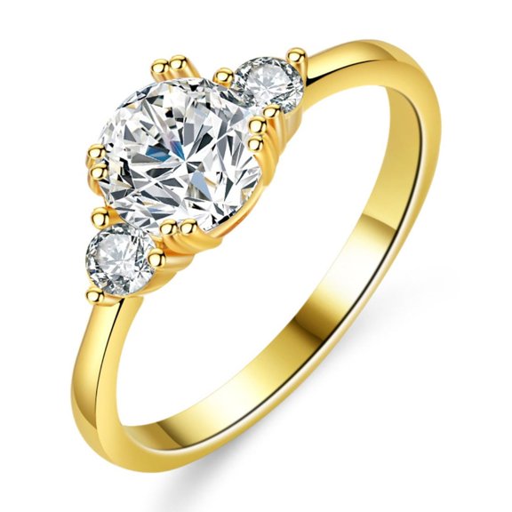 1.1 Carat Gold Moissanite Rings for Women D Color VVS1 925 Sterling Silver Round Cut Moissanite Rings Lab Diamond Engagement Rings Simulated Diamond Wedding bands
