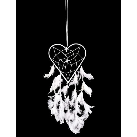 Rastogi Handicrafts Dream Catchers Wall Decor, Decoration Home Car Bedroom Decor Nursery Room Hanging Handmade Feather (Big White Heart)