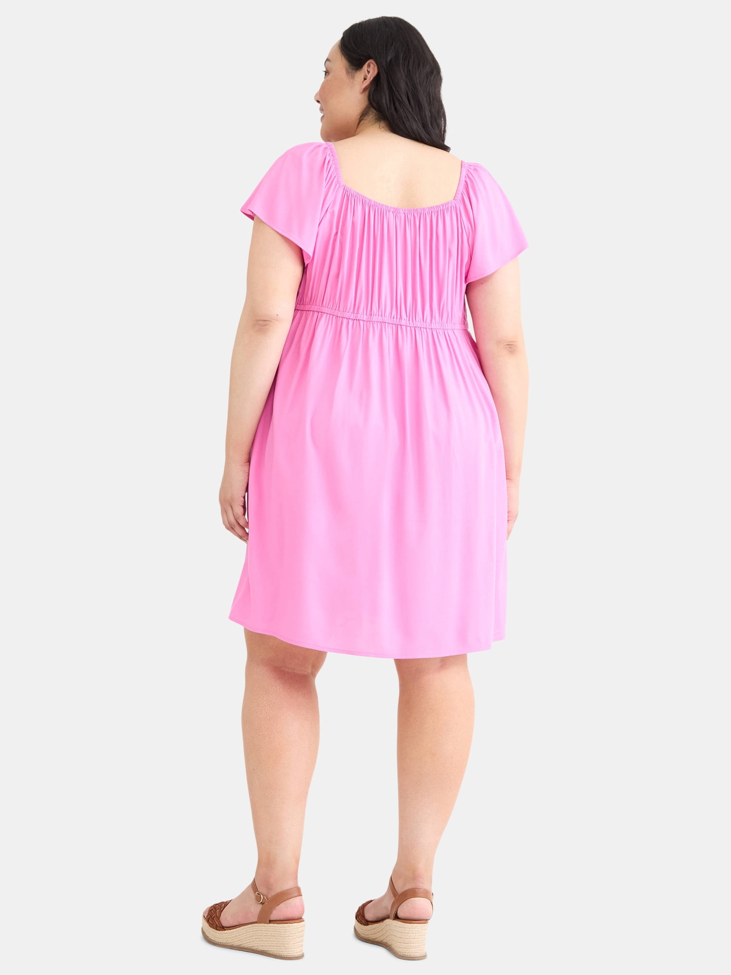 Terra & Sky Women's Plus Woven Mini Dress with Pockets, Sizes 0X-5X