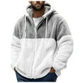 thumbnail image 2 of Fleece Jackets For Men Casual Loose Fit Hooded Long Sleeved Coats Fashion Cozy Soft Outdoor Outwear With Pockets Grey S, 2 of 7
