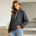 thumbnail image 6 of Womens Quarter Zip Pullover Oversized Corduroy Jacket Fll Winter Casual Sweatshirt Hoodies with Pockets 2XL, 6 of 8