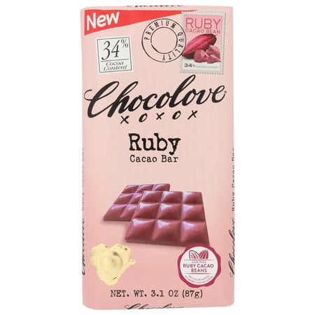Chocolove Xoxox Bar Ruby Cacao Bean, 3.1 Oz