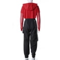 thumbnail image 4 of CHICTRY Girls Juniors Sportswear Cropped Hoodie Sweatshirt with Cargo Pants Activewear Street Dance Outfit A Red 8, 4 of 7