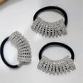 thumbnail image 2 of Rhinestone Elastic Hair Ties Bands Rings Hair Scrunchies Ponytail Holders Rhinestone Ropes Hair Accessories For Women Girls(2pcs, Silver), 2 of 5