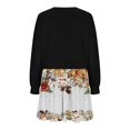 thumbnail image 5 of DecSea Women Oversized Patchwork Sweatshirt Dress Long Sleeve Drop Shoulder Crewneck Pleated Color Block Mini Dress, 5 of 5