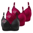 thumbnail image 1 of Soutiens-gorge de Sport pour Femmes, Lot de 3 2025 Confortable Col en V Sans Fil Bretelles Réglables Respirant Doux, Rouge P-5TG, 3 Pcs, 1 of 2