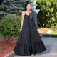 thumbnail image 3 of Plus Size Women Sexy Loose Long Maxi Floor-length Dress Spaghetti Strap Sleeveless Ruched Ruffle Hem Lace-up Party Beach Dresses, 3 of 5