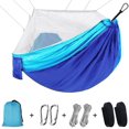 thumbnail image 1 of FFIY Hamac de Camping avec Filet, Hamacs de Voyage Portables Doubles/simples Légers avec Sangles d'Arbre, Hamac en Nylon Facile à Assembler pour Randonnée Camping Plage Jardin Patio (Bleu), 1 of 7