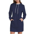 thumbnail image 1 of ameIAEA Sweatshirt Dress Women Long Sleeve Hooded Drawstring Solid Color Mini Dress with Pockets, 1 of 5