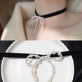 thumbnail image 3 of Giaone Elegant Bowknot Necklace with Imitation Pearls Pendant Delicate Choker Jewelry, 3 of 13