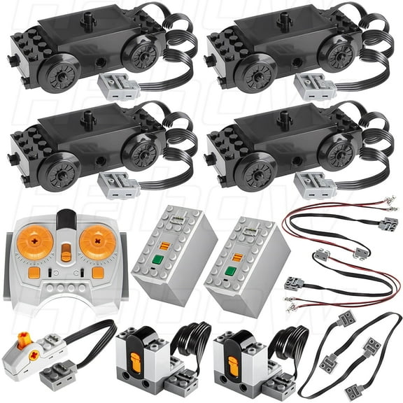 Sekorm 38Pcs Power-Function Technic-Parts Kit Train-Motor IR Speed Remote Control Battery Box IR Receiver Extension Wire Light Cord Control Switch
