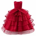 thumbnail image 3 of JAJAHO Flower Girl Dress For Wedding Tutu Tiered Dresses Floral Embroidered Sleeveless Mesh Layered Bow Maxi Ball Gown Birthday Formal Party Wear 4-14Y, 3 of 8