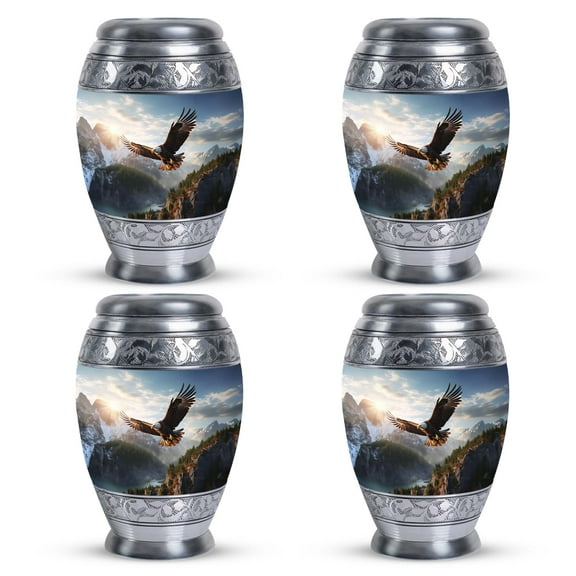 Eagle Flying In Valey Elegant Mini Keepsake for Adult Females - Memorial Gifts - Little Urn for Human Ashes (Size -3inch,4Pcs)