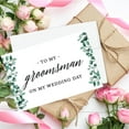 thumbnail image 4 of Koyal Wholesale Groomsmen Wedding Day Gift Cards with Envelopes set of 8 Frosted Green Leaves On My Wedding Day Cards, 4 of 5