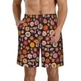 thumbnail image 2 of Uemuo 70s Groovy Hippie Retro Pattern Men's Swim Trunks Hawaiian Beach Bathing Suit Swimsuits Beach Quick-Dry Shorts with Pockets-Small, 2 of 9