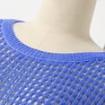 thumbnail image 4 of Crochet Tops for Women Sexy Hollow Out Off Shoulder Short Sleeve Jumper Casual Summer Knit Beach Cover Up Sweater Lightweight Oversized Baggy Pullover Tops Blue S, 4 of 7