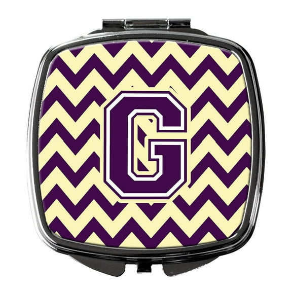 Letter G Chevron Purple and Gold Compact Mirror CJ1058-GSCM