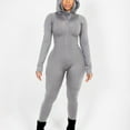 thumbnail image 4 of jtjvou Womens Long Sleeve Jumpsuit Bodycon One Piece Zipper Up Hooded Leggings Romper Workout Running Yoga Fitness Bodysuit Gray XL, 4 of 4