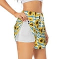 thumbnail image 2 of Bixox Women's Blue White Striped Sunflower A pattern 2 in 1 Running Shorts - Lightweight Athletic Workout Gym Yoga Shorts Liner with Pockets - XX-Large, 2 of 5