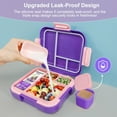 thumbnail image 5 of Caperci 4.8 Cups Bento Box for Kids - 4 Compartments Large Lunch Box with Two Modular Containers, Leak-Proof, Microwave & Dishwasher Safe, BPA-Free, Unicorn Pattern (Purple), 5 of 8