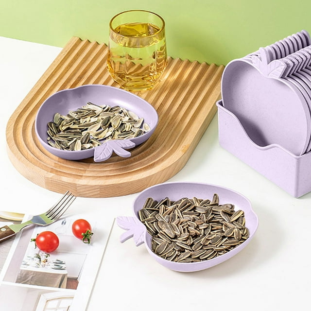 YoGold Apple-Model 5pcs Dinner Plates Dinnerware Dishes Set With Holder 6 Inch Food Plate Saucers Tray Fruits Snack Bowls For Kitchen & Dining Purple