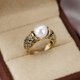 thumbnail image 1 of 14k Gold Plated Vintage Milky Stone Ring for Women - Perfect Promise, Engagement, Wedding, Anniversary, and Birthday Gift, 1 of 4
