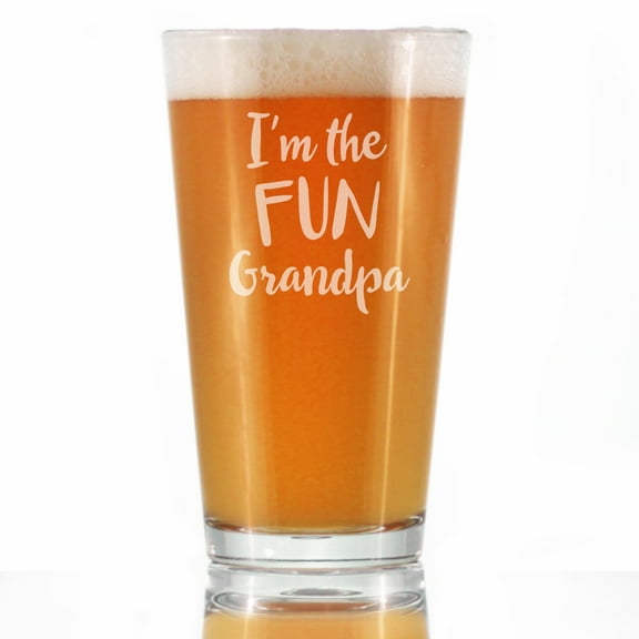 Bevvee Pint Glass 16 oz Fun Grandpa Gifts for Grandpa Beer Glasses
