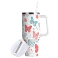 thumbnail image 2 of 30 oz Tumbler With Handle Stainless Steel Insulated Tumbler With Lid for Car Cup Holder Spring Butterflies and Flowers, 2 of 9