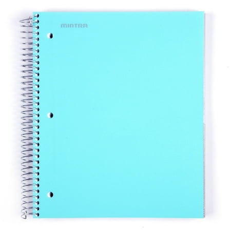 Mintra 5 Subject Spiral Notebook - Teal - College Ruled - Durable Poly Cover, 5 Poly Pockets, 200 Perforated Sheets (05804)