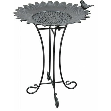 Innova Hearth & Home C874-27 Sunflower Birdbath with wrought Iron Stand Antique Black