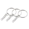 thumbnail image 1 of Unique Bargains 2x28mm Split Keychain Rings Flat Key Holder with Chain for Organization Silver Tone 24Pack, 1 of 5