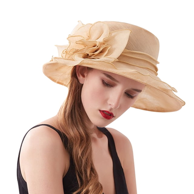 WEIYLL Chapeaux de Soleil pour Femmes Robe d'Été Grand Feuille Fleur Maille Couverture de Douche Nuptiale Plage