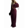 thumbnail image 3 of Womens 2 Piece Casual Outfit Workout Hoodie Sweatsuits with Sweatpant Travel Airport Track Suits Lounge Sets Dark Red L, 3 of 9