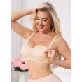 thumbnail image 4 of INSPIRE CHIC Lace Nursing Bra for Women Front Open Maternity Wireless Fixed Padded Full Coverage Breastfeeding Lingerie XL Beige, 4 of 4
