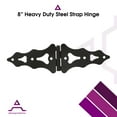 thumbnail image 4 of Heavy Duty 8” Decorative & Traditional Style Strap Hinges | for Wood Gates, Shed and Barn Doors | Zinc-Plated | Black, 4 of 8