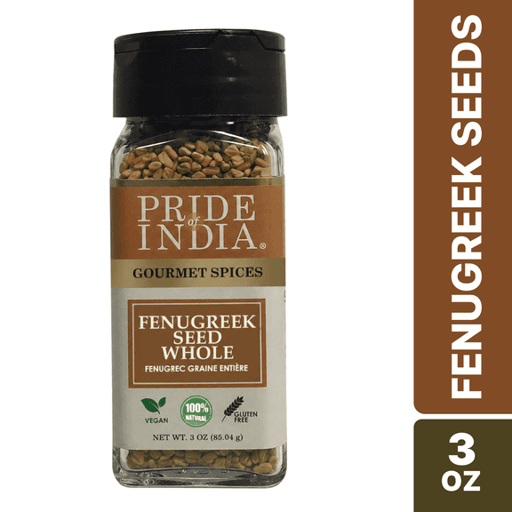 Pride of India Fenugreek Seeds, Whole, 5 oz Jar, Natural Fenugreek Spice