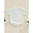 thumbnail image 4 of Seyurigaoka Baby Boys Girls Easter Jumpsuit Cartoon Rabbit Letter Print Short Sleeve Round Neck Romper Tops for 0-18 Months Infant Kids, 4 of 9