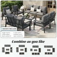 thumbnail image 3 of MRUAKA Aluminum Patio Furniture Set, 9 Pcs Modern Outdoor Sofa Sets, Outdoor Sectional Patio Conversation Set with Coffee Table for Backyard, Poolside, Dark Grey, 3 of 8