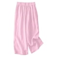 thumbnail image 6 of Miluxas Girls Linen Outfit 2 Piece Sleeveless Cami Top and Wide Leg Pants Set Kids Solid Casual Summer Beach Vacation Clothes Pink 130, 6 of 7