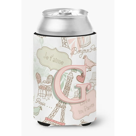 

Letter G Love in Paris Pink Can or Bottle Hugger